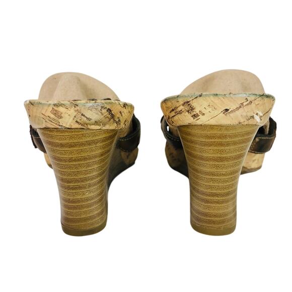 Unlisted Orange Brown Tan beaded Top with Bling cork sandals 7.5M 3 inch wedge - Picture 5 of 16